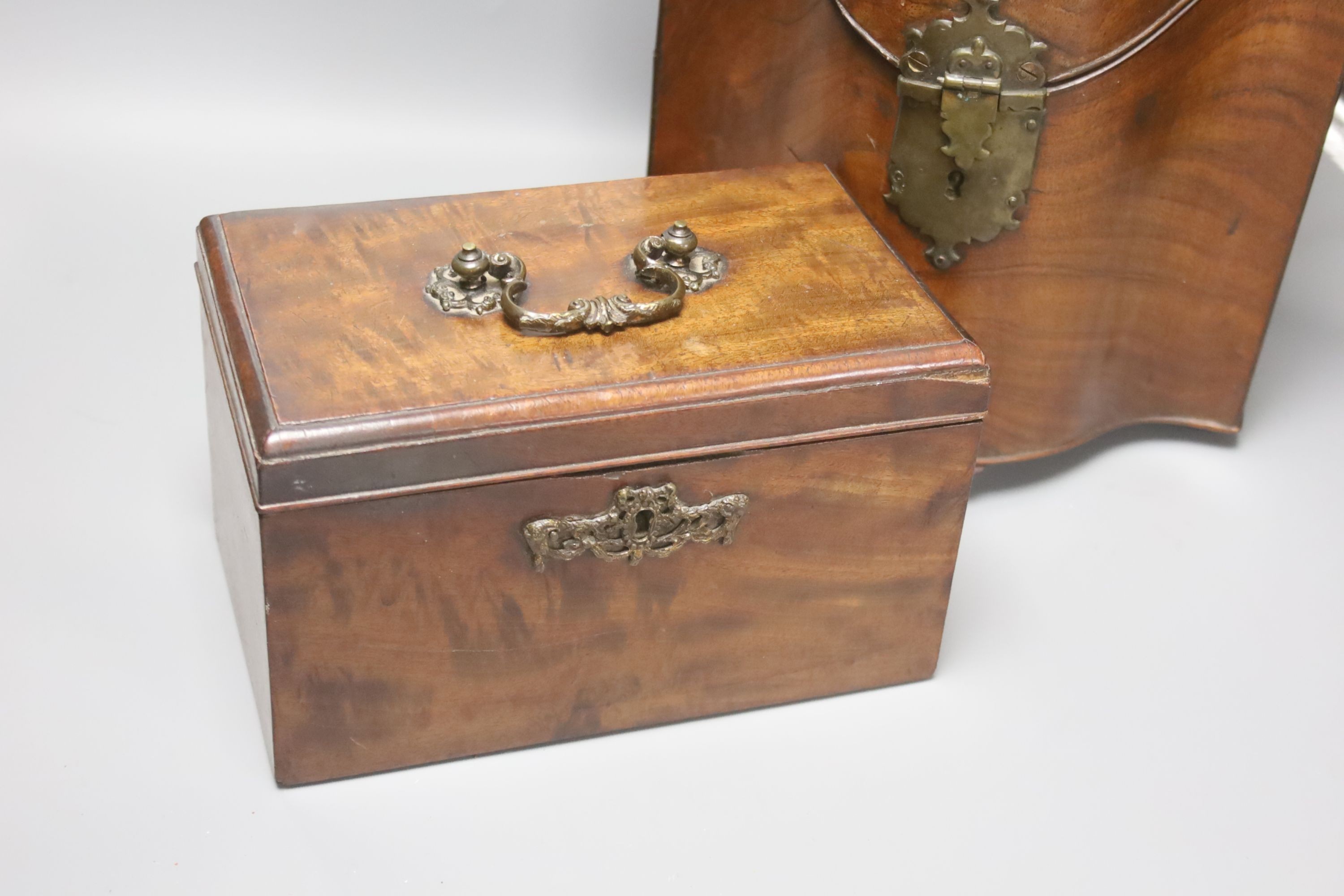 A George II mahogany knife box together with a George III mahogany tea caddy (2) 38cm